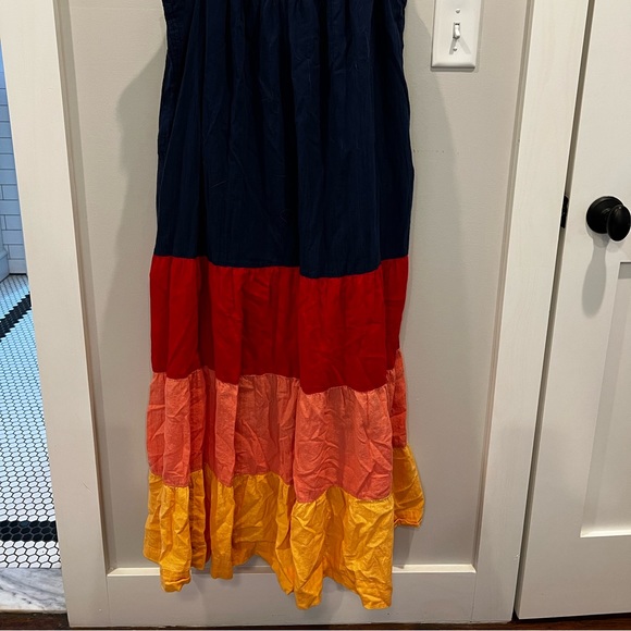 Multicolored maxi dress with tie straps - Picture 1 of 3